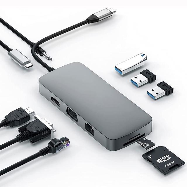 Golf-【Golf】10合1 USB C 多功能集線器(HUB+HDMI+RJ45+PD+USB A)